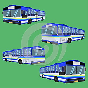 3d thai bus blue sky yellow white transport car vehicle driver fare passenger autobus omnibus coach rail bench chair stool armchai