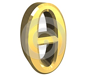 3D Theta symbol in gold