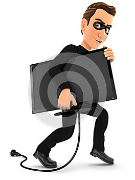 3d thief stealing a television