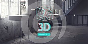 3D Three Dimensional Futuristic Display Modern Concept