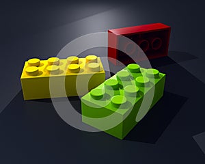 3D three lego blocks