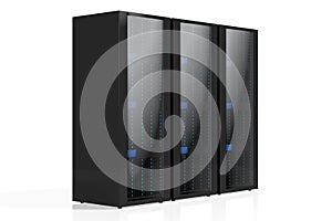 3D three servers illustration - great for topics like data storage, hosting, Internet etc