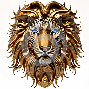 3D Tiger carved in gold - AI generated art