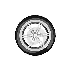 3d tire and alloy wheel on white background