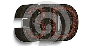 3d Title Made of Rock Isolated on White Background