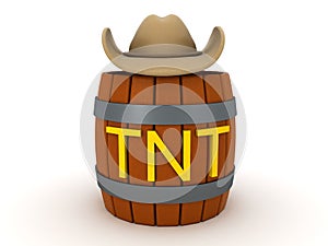 3D TnT powder keg with cowboy hat on top