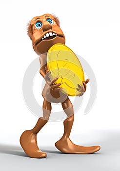 3D toon character with symbolic Euro coin