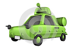 3D toon green toy armored car