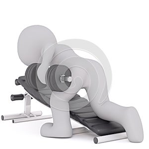 3d toon working out with dumbbells