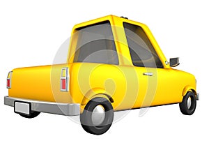 3D toon yellow toy pickup car