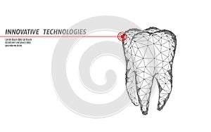 3d tooth innovation laser dentistry polygonal concept. Stomatology symbol low poly triangle abstract oral dental medical