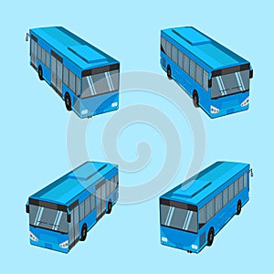 3d top view the blue bus NGV driver fare passenger autobus omnibus coach rail bench chair stool armchair seat mattress bolster