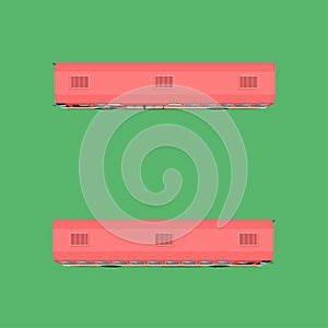 3d top view and little side view thai bus red green white transport car vehicle driver fare passenger autobus omnibus coach rail