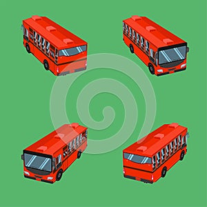 3d top view thai dark orange bus transport car vehicle driver fare passenger autobus omnibus coach rail bench chair stool armchair