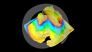 3D Topographic map background concept with colored layers, rendering abstract illustration