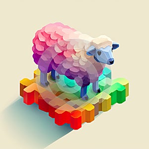 3D toy features a colorful and adorable sheep figurine that stands out in playful vibrancy.