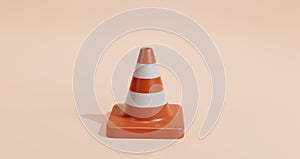 3D traffic cones for caution and under construction concept on pastel background, 3D illustration