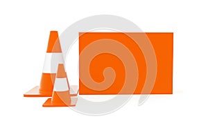 3d traffic cones with rectangular box concept