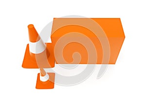 3d traffic cones with rectangular box concept