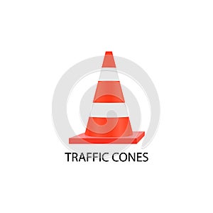 3d traffic cones white orange icon. Vector illustration eps 10
