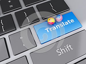 3d translation button on Computer Keyboard. Translating Concept.