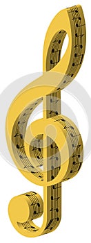 3d treble golden clef