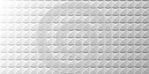 3D triangles seamless pattern. Vector geometric background. Monochrome white color. Acoustically sound absorbing studio