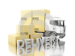 3d Truck with carboard boxes and