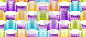 3D tubes optical seamless pattern, vector repeat tiling background, op art theme textile or wrapping paper, website backdrop or