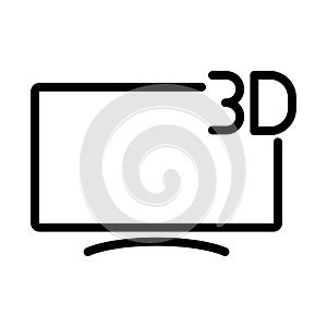 3d tv outline vector icon isolated