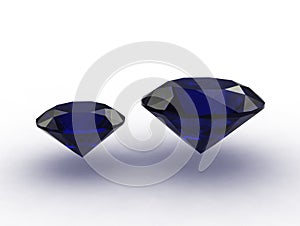 3D - Two cobalt blue sapphire gemstones