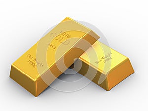 3d two fine gold bars