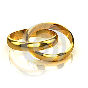 3d Two gold rings interlinked