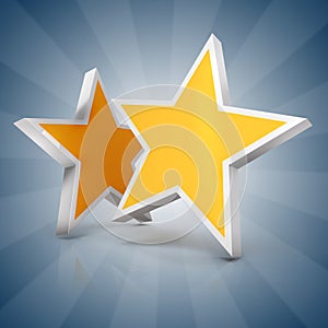 3d - Two gold stars on blue background