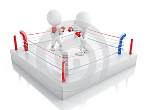 3d Two white people boxing in the ring.