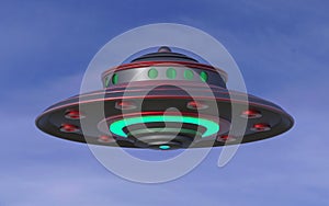 3D UFO Extraterrestrial Spaceship. Invasion Concept.