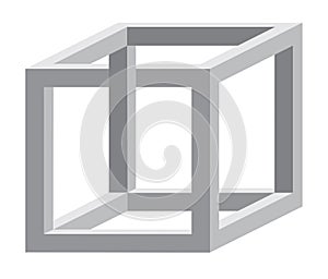 3D unreal cube shape. Optical Illusion, nonexistent figure