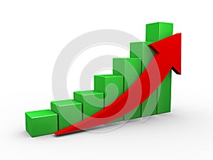 3d upward progress business chart arrow