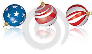 3D US Flag Christmas Bulbs with Reflection