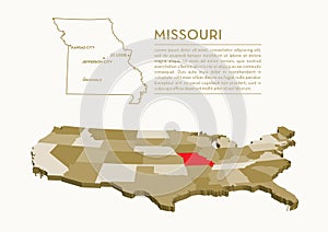 3D USA State map - MISSOURI