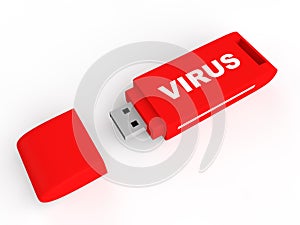 3d USB flash drive with virus text