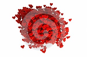 3d valentine composition of hearts with white background