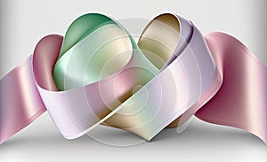 3d Valentine Pastel ribbon heart