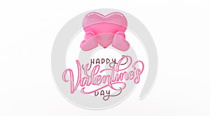 3d Valentine`s Day postcard with heart elements on white background. Romantic