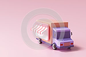 3d van delivery package 3d render illustration