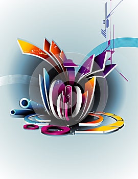 3d vector abstract composition