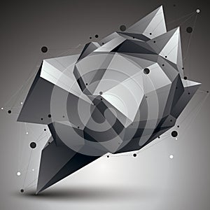 3D vector abstract design object, polygonal complicated figure w