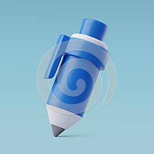 3d Vector Blue Pen, Ballpoint Pen, School and Education icon, Back to School concept