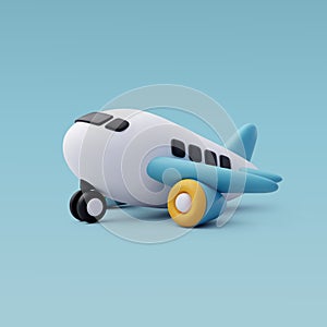 3d Vector Cartoon Airplane, Summer Journey, Time to Travel concept