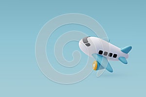 3d Vector Cartoon Airplane, Summer Journey, Time to Travel concept